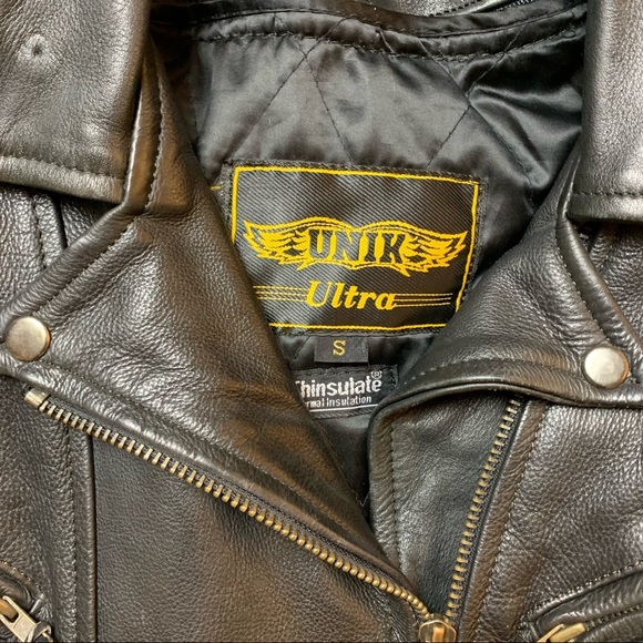 UNIK ULTRA LEATHER MOTORCYCLE JACKET SIZE S + THINSULATE LINING. - Picture 2 of 10